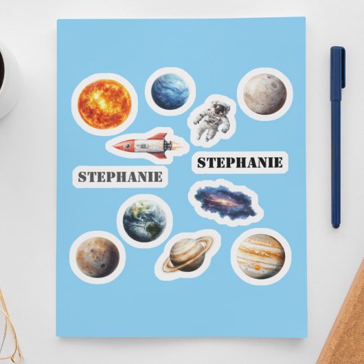 Ruimte Planeten Astronaut Raket Naam Sticker