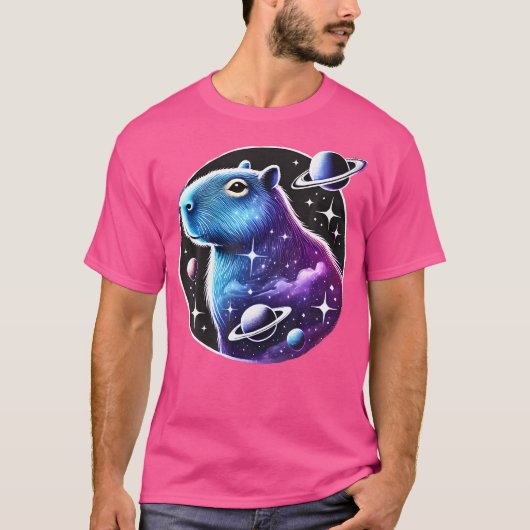 Ruimte Planeten Capybara T-shirt (Voorkant)