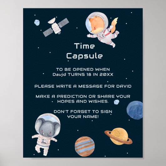 Ruimte: Planeten en Astronauten Tijdcapsule Poster (Voorkant)