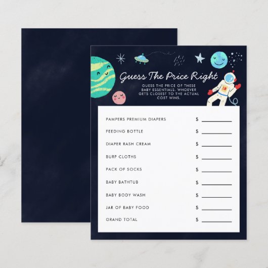 Ruimte raden de prijs-juiste Baby shower (Voorkant / Achterkant)