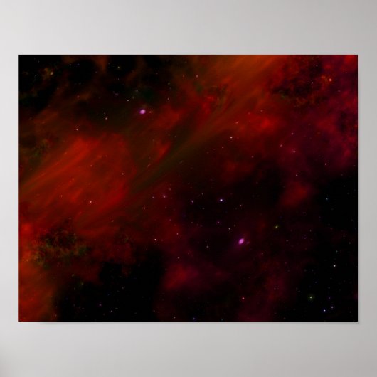 RUIMTE RED GALAXY STARS FUTURISTISCH RED BLACKGR POSTER (Voorkant)