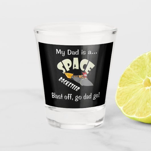 Ruimte reis van een rocketeer shot glas (Voorkant)