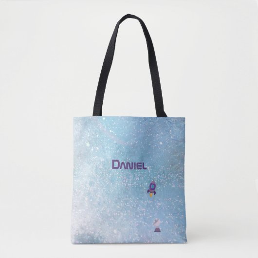 Ruimte-Rocket naar de maan met aangepaste satellie Tote Bag (Voorkant)