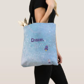 Ruimte-Rocket naar de maan met aangepaste satellie Tote Bag (Dichtbij)