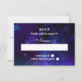 Ruimte RSVP. Nacht sterren. Marine moderne trouwda RSVP Kaartje