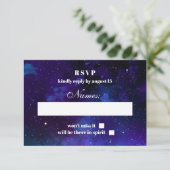 Ruimte rvp. Nachtsterren. Marine moderne bruiloft RSVP Kaartje (Staand voorkant)