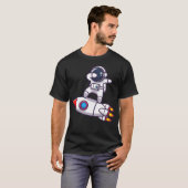 Ruimte-Schattigee astronaut met raket T-shirt (Voorkant volledig)