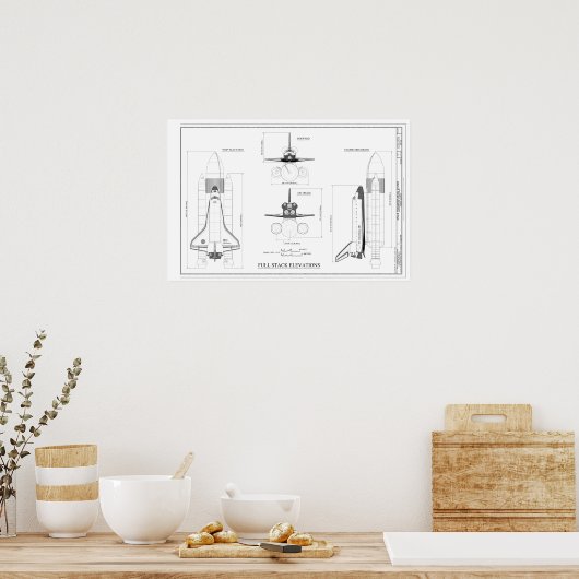  ruimte-shuttlebehuizing Technische tekening Poster (Keuken)