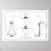  ruimte-shuttlebehuizing Technische tekening Poster (Voorkant)