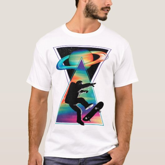 Ruimte skateboarden t-shirt (Voorkant)