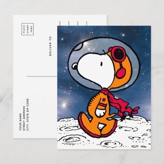 RUIMTE | Snoopy Astronaut Briefkaart (Voorkant / Achterkant)
