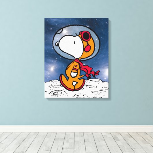 RUIMTE | Snoopy Astronaut Canvas Afdruk (Insitu (Houten vloer))