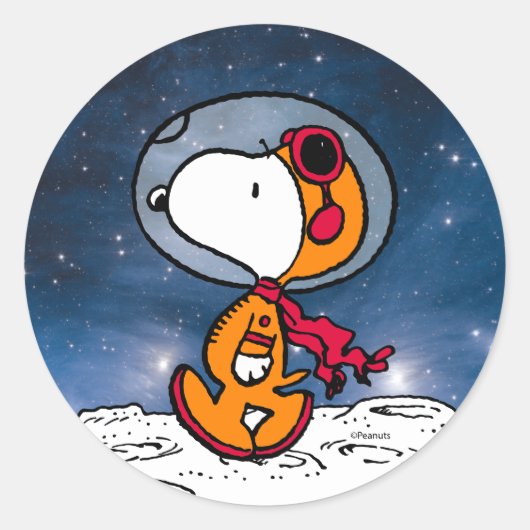 RUIMTE | Snoopy Astronaut Ronde Sticker (Voorkant)