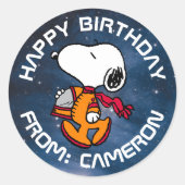RUIMTE | Snoopy | Gefeliciteerd Ronde Sticker (Voorkant)