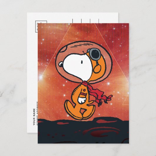 RUIMTE | Snoopy Geometric Moon Walk Briefkaart (Voorkant / Achterkant)