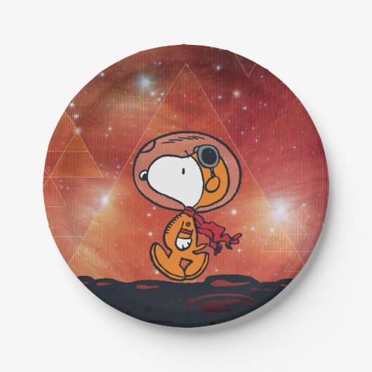 RUIMTE | Snoopy Geometric Moon Walk Papieren Bordje (Voorkant)