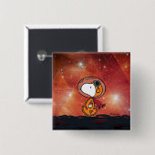 RUIMTE | Snoopy Geometric Moon Walk Vierkante Button 5,1 Cm (Voorkant /achterkant)