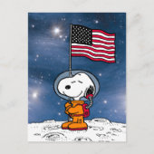 RUIMTE | Snoopy met vlagastronaut Briefkaart (Voorkant)