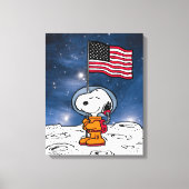 RUIMTE | Snoopy met vlagastronaut Canvas Afdruk (Voorkant)