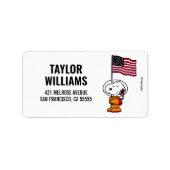 RUIMTE | Snoopy met vlagastronaut Etiket (Voorkant)