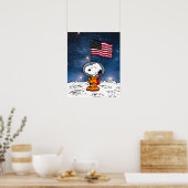 RUIMTE | Snoopy met vlagastronaut Poster (Keuken)