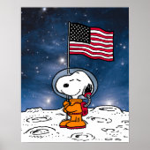 RUIMTE | Snoopy met vlagastronaut Poster (Voorkant)