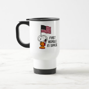 RUIMTE Snoopy met vlagastronaut Reisbeker