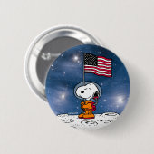 RUIMTE | Snoopy met vlagastronaut Ronde Button 5,7 Cm (Voorkant /achterkant)