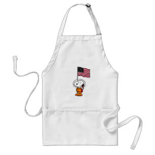 RUIMTE   Snoopy met vlagastronaut Standaard Schort