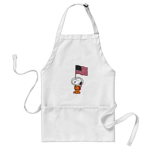 RUIMTE | Snoopy met vlagastronaut Standaard Schort (Voorkant)