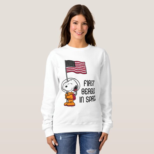 RUIMTE | Snoopy met vlagastronaut Trui (Voorkant volledig)