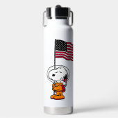 RUIMTE | Snoopy met vlagastronaut Waterfles (Voorkant)