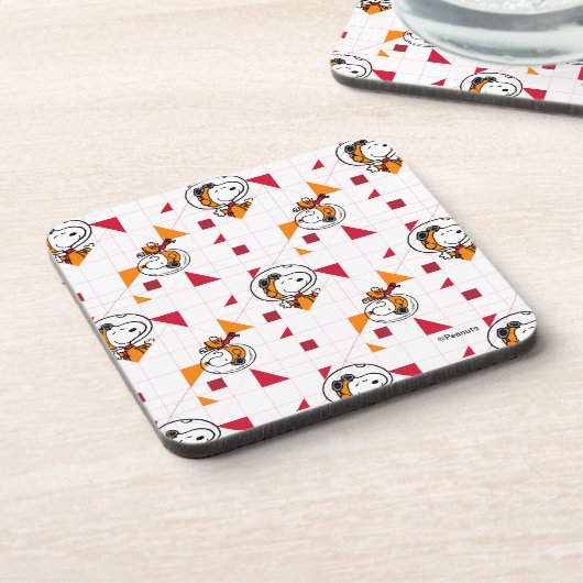 RUIMTE | Snoopy Space Suit White Pattern Bier Onderzetter (Linkerzijde)