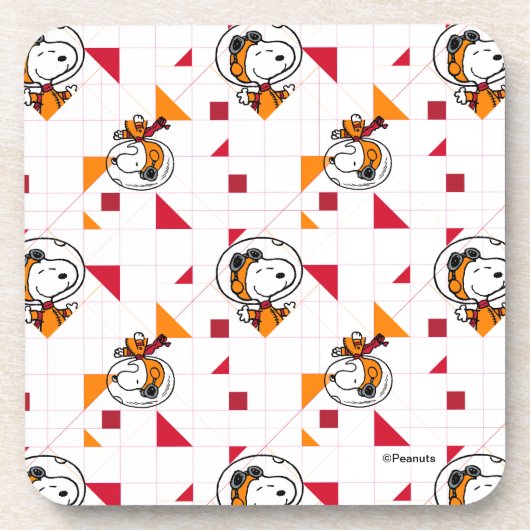 RUIMTE | Snoopy Space Suit White Pattern Bier Onderzetter (Voorkant)