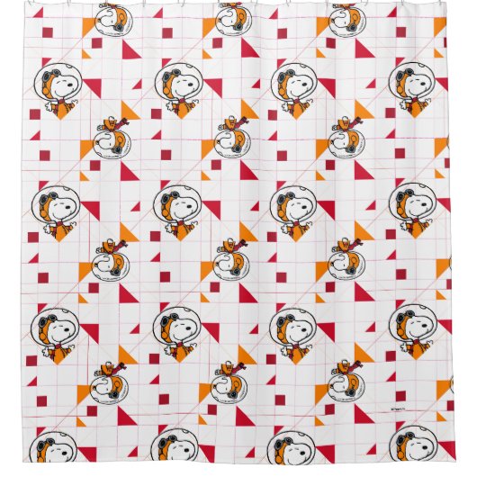 RUIMTE | Snoopy Space Suit White Pattern Douchegordijn (Voorkant)