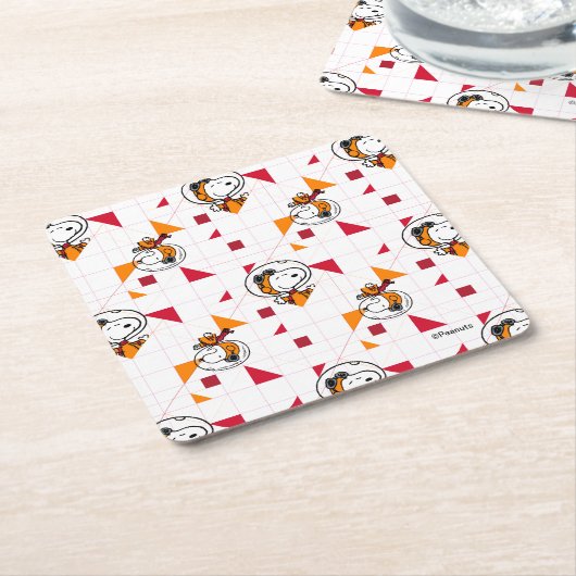 RUIMTE | Snoopy Space Suit White Pattern Kartonnen Onderzetters (Schuin)