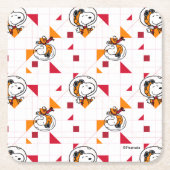 RUIMTE | Snoopy Space Suit White Pattern Kartonnen Onderzetters (Voorkant)