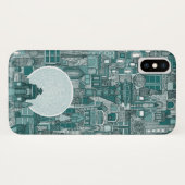 ruimte stad mono blauwgroen Case-Mate iPhone case (Achterkant (horizontaal))