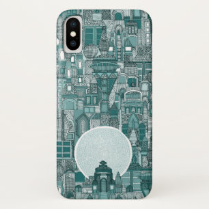 ruimte stad mono blauwgroen Case-Mate iPhone case