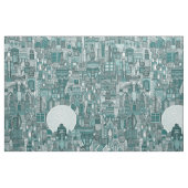 ruimte stad mono blauwgroen stof (Fat Quarter)