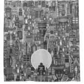 ruimte stad mono bw douchegordijn (Voorkant)