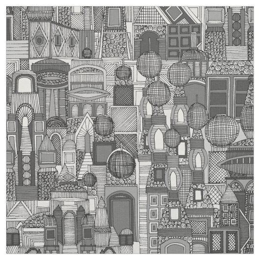 ruimte stad mono bw stof (Swatch)