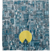 ruimte stad zonblauw douchegordijn (Voorkant)