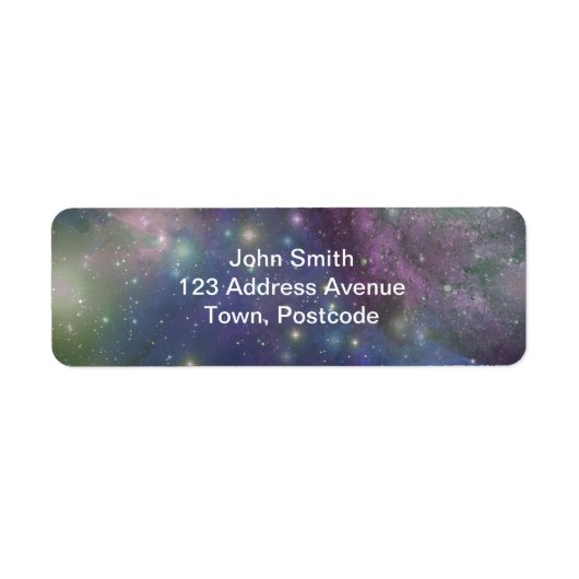 Ruimte, sterren, sterrenstelsels en nebula's etiket (Voorkant)