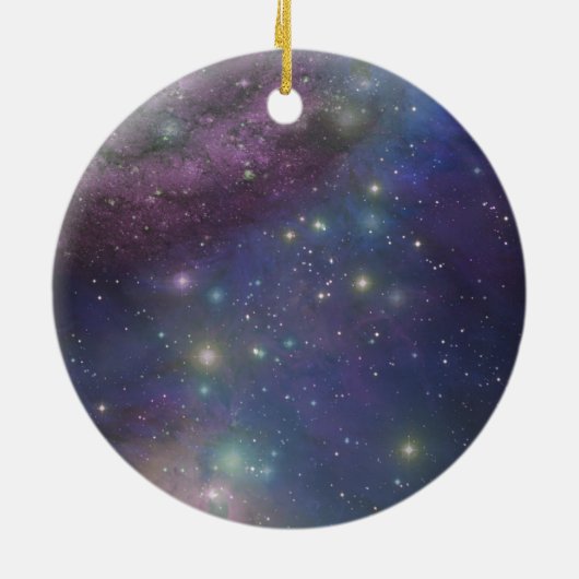 Ruimte, sterren, sterrenstelsels en nebula's keramisch ornament (Achterkant)