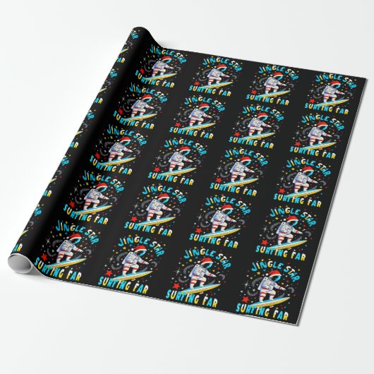 Ruimte Surf met Santa in Cosmic Adventure Design Cadeaupapier (Uitgerold)