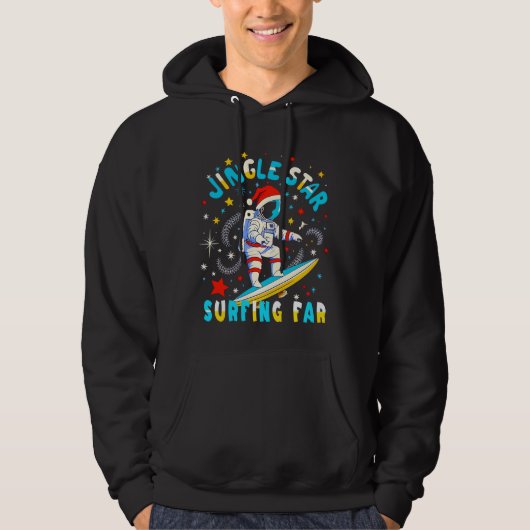 Ruimte Surf met Santa in Cosmic Adventure Design Hoodie (Voorkant)