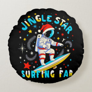 Ruimte Surf met Santa in Cosmic Adventure Design Rond Kussen