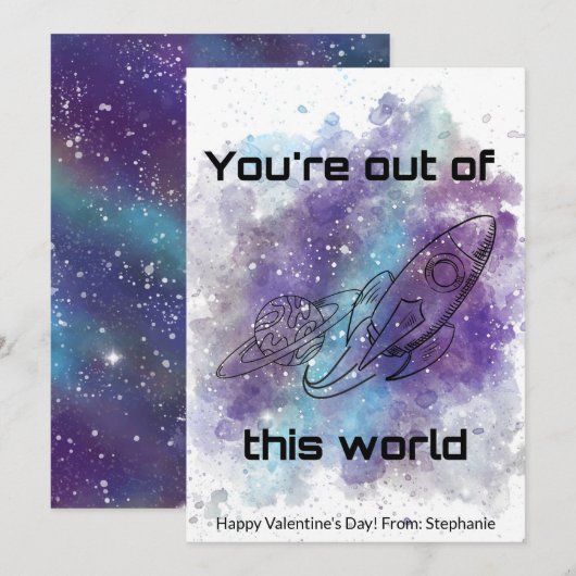 Ruimte Thema Classroom Valentijnsdag Kaart (Voorkant / Achterkant)