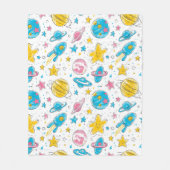 Ruimte thema doodles op witte achtergrond fleece deken (Voorkant)